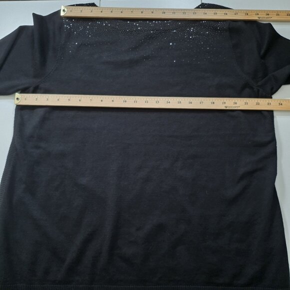 Cable & Gauge Plus Size Top 2x Black Rhinestones Half Sleeve Pullover Whimsigoth - Picture 4 of 14
